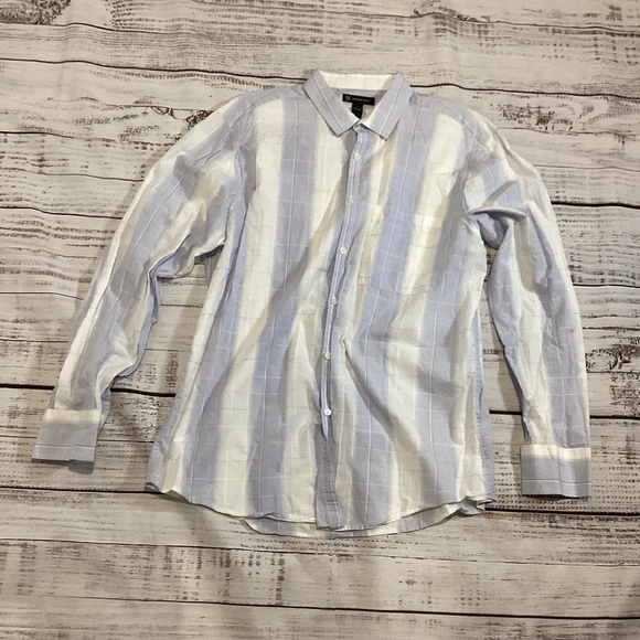 1619. INC Men’s Light Blue & White Button-Up Shirt EUC XL
 - Picture 2 of 2